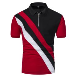 Mens Casual Zipper Polo Shirt