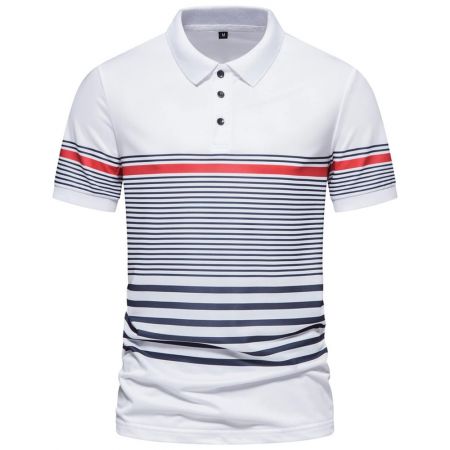 Mens Striped 3 Buttons Polo Shirt