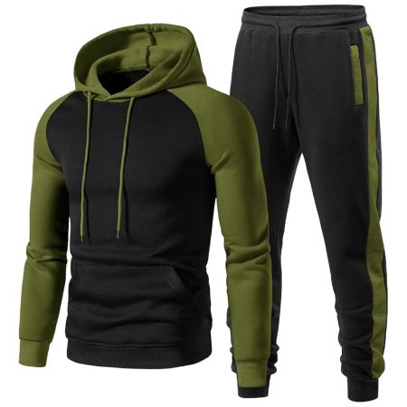 Men Raglan Sleeves Hooded Tracksuit