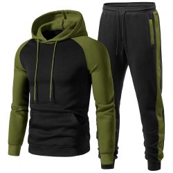Men Raglan Sleeves Hooded Tracksuit