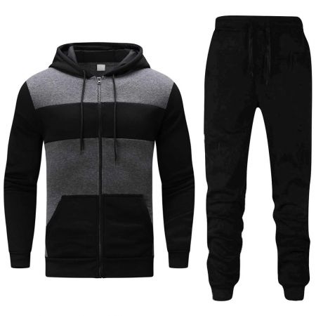 Men Front Zipper Hooded Tracksuit