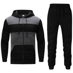 Men Front Zipper Hooded Tracksuit