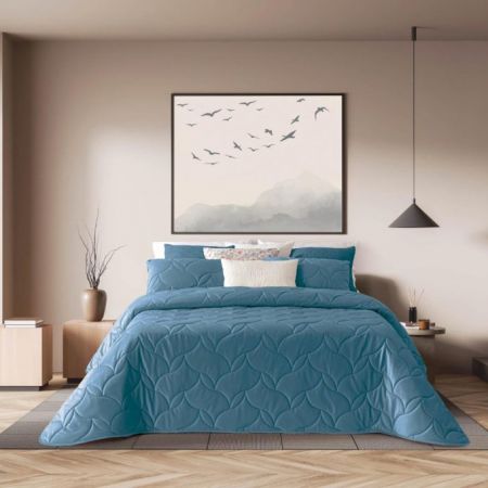 Dark Blue Velvet Texture Bed Sheet