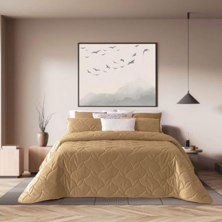 Camel Color Velvet Texture Bed Sheet